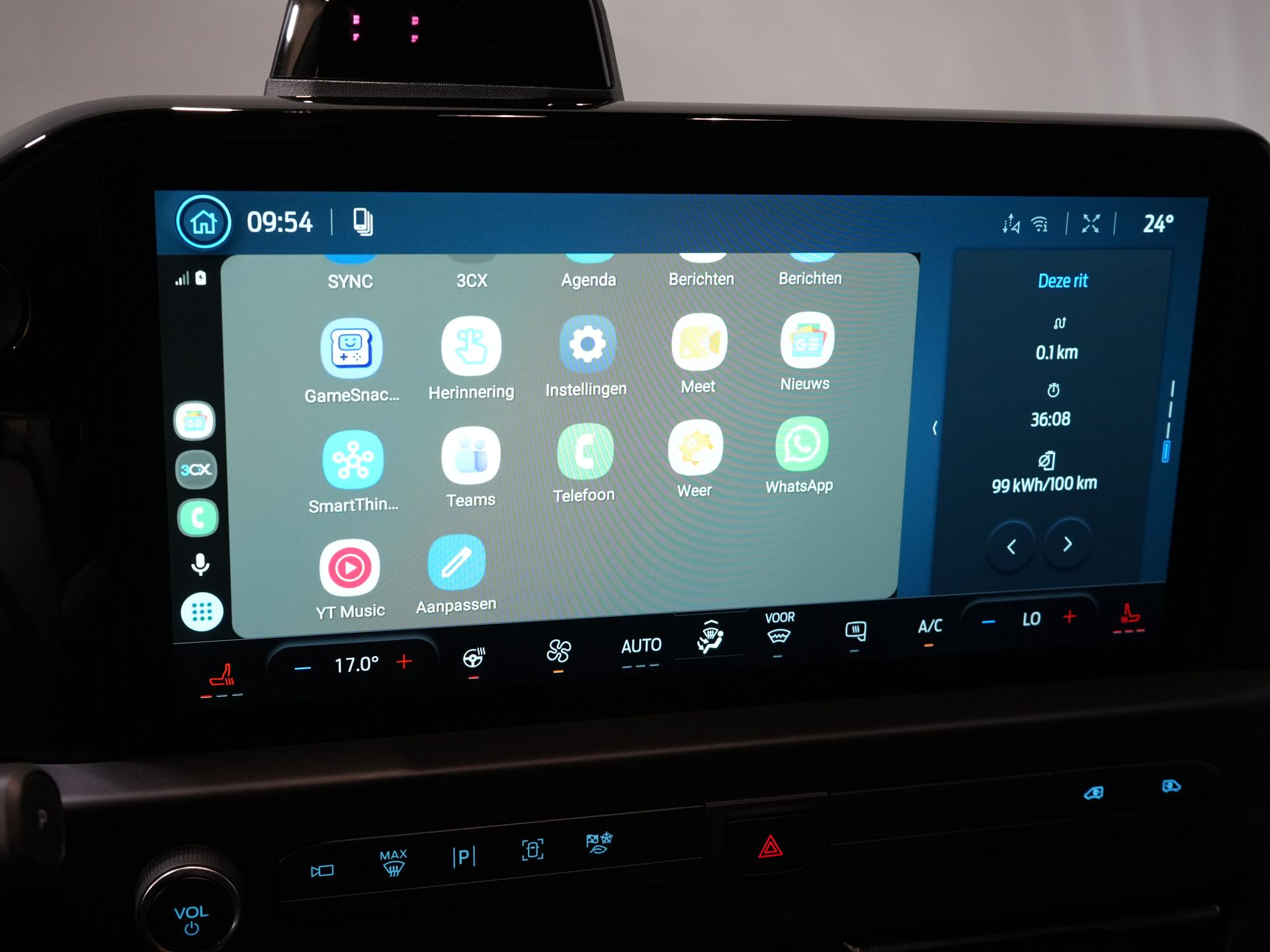Ford E-Transit Custom Bestelbus 218 pk 330 km WLTP L2 Limited 2x Elek.Schuif/ 2.3t Trekverm./ Snellader/ B&O/ Adapt.Cruise/ Standkachel/ Carplay/ 360 Camera/ Tr
