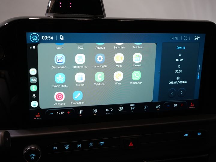 Ford E-Transit Custom Bestelbus 218 pk 330 km WLTP L2 Limited 2x Elek.Schuif/ 2.3t Trekverm./ Snellader/ B&O/ Adapt.Cruise/ Standkachel/ Carplay/ 360 Camera/ Tr